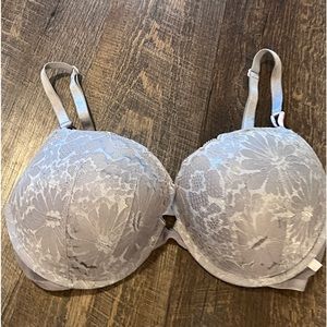 Victoria Secret Lace Push Up Bra 34DD Gray